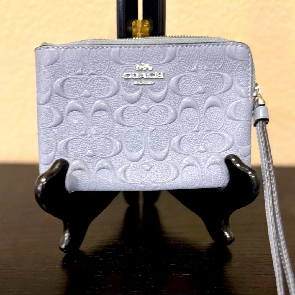 Coach Signature Leather Corner Zip Wristlet (Twilight) - NWOT